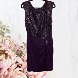 Lauren Ralph Lauren Women's Purple Sequined Bodycon Evening  Dress Sz 14